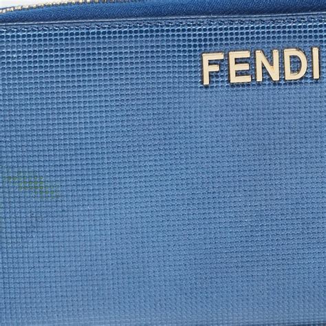 fendi zip around blue metal|FENDI Metallic Blue Textured Leather Zip Around Continental .